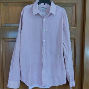 Express Fitted Red criss-cross button down shirt